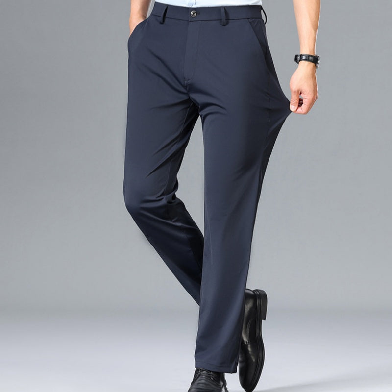 Men's Comfortable Wrinkle-Resistant Business Casual Pants - Black | SAVINTARI