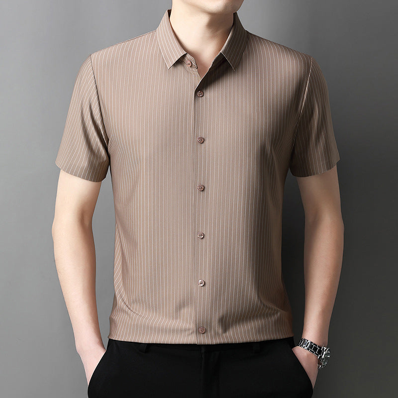 Men's ⏳Summer Specials Cooling Striped Button Down Shirt - Black | SAVINTARI