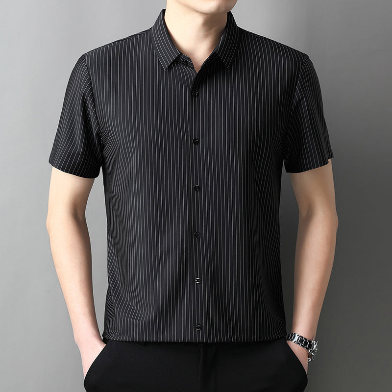 Men's ⏳Summer Specials Cooling Striped Button Down Shirt - Black | SAVINTARI