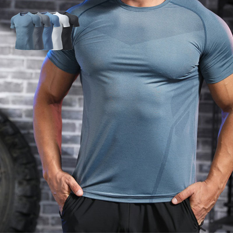 Men's Comfortable Breathable Quick Dry Crew Neck Short Sleeve Top - White | SAVINTARI