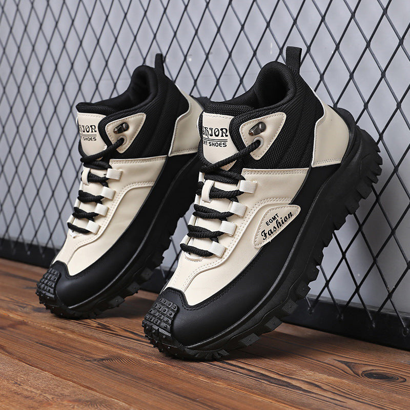 Men's ️Retro Hiking Boots - Waterproof & Outdoor Friendly - Black and White | SAVINTARI