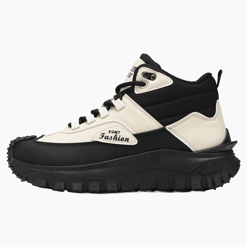 Men's ️Retro Hiking Boots - Waterproof & Outdoor Friendly - Black and White | SAVINTARI