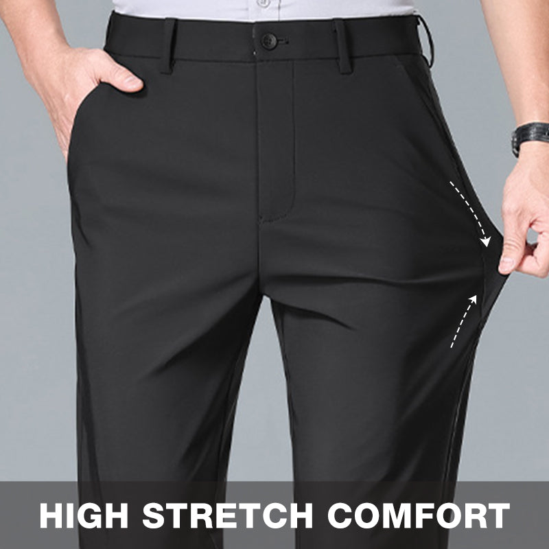 Men's Summer Breathable Stretch Straight Leg Pants（50 - Black | SAVINTARI
