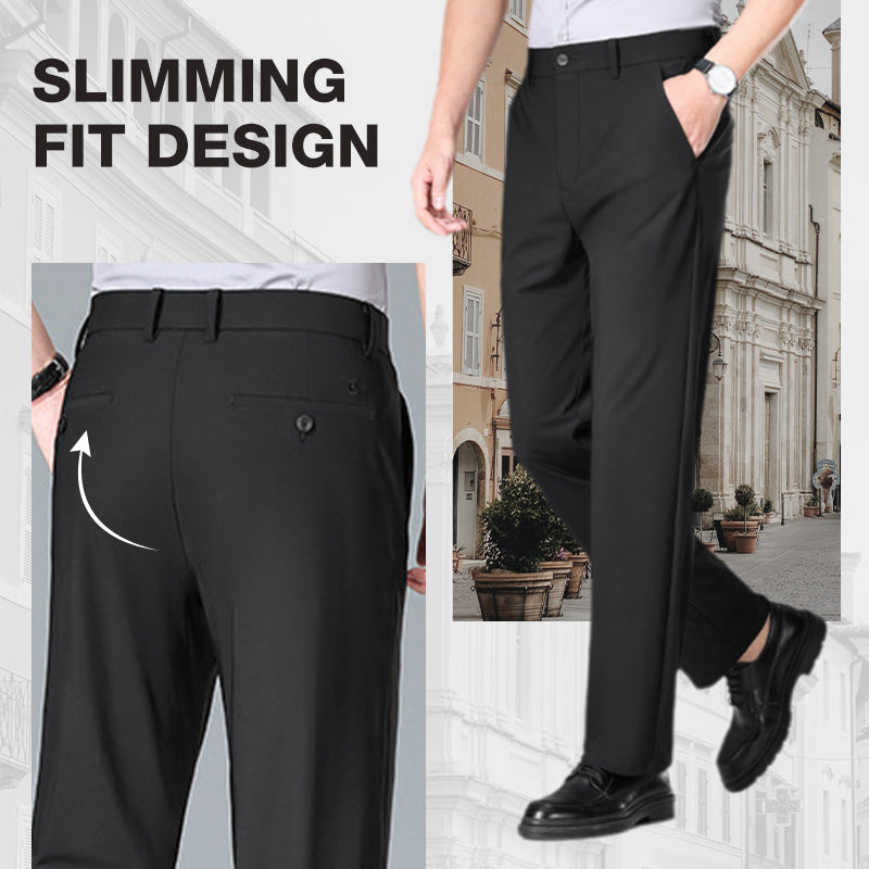 Men's Summer Breathable Stretch Straight Leg Pants（50 - Black | SAVINTARI