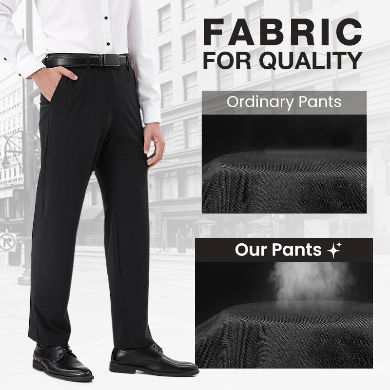 Men's Summer Breathable Stretch Straight Leg Pants（50 - Black | SAVINTARI