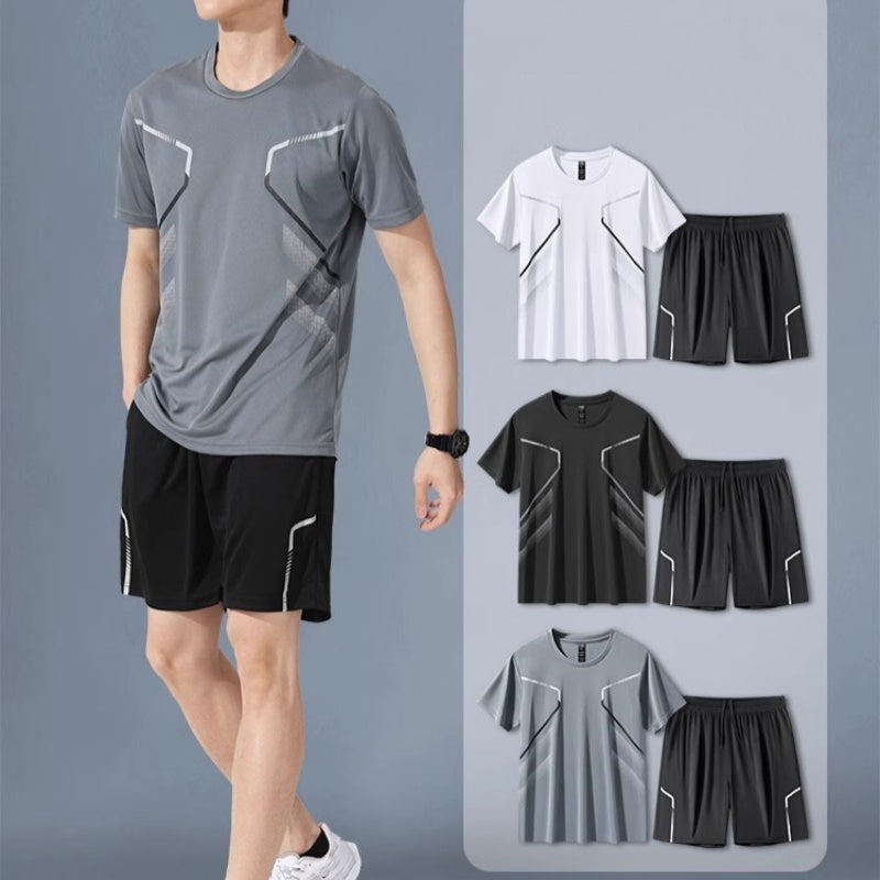 Men's Time-Limited Specail Quick Dry T-Shirt & Shorts Set - Black | SAVINTARI