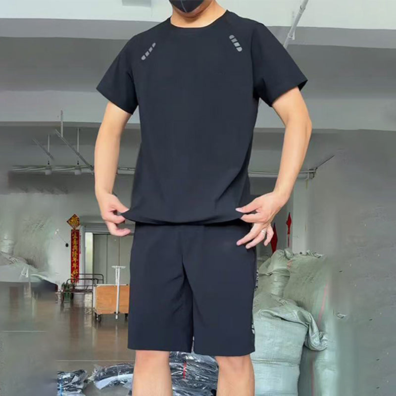 Men's Light Casual T-Shirt Shorts 2-Piece Set - Navy | SAVINTARI