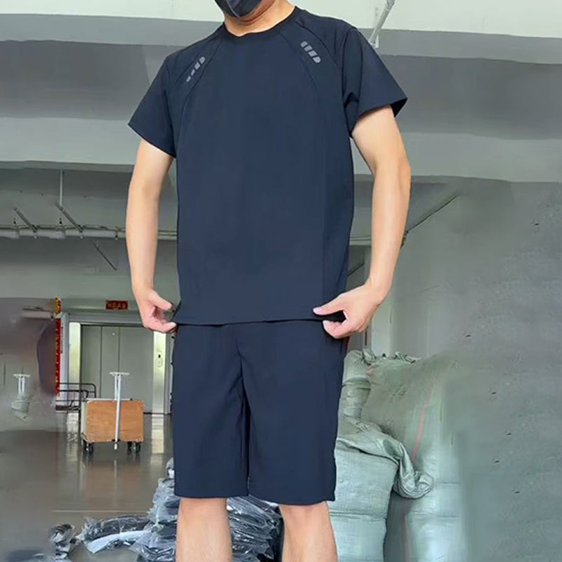Men's Light Casual T-Shirt Shorts 2-Piece Set - Navy | SAVINTARI