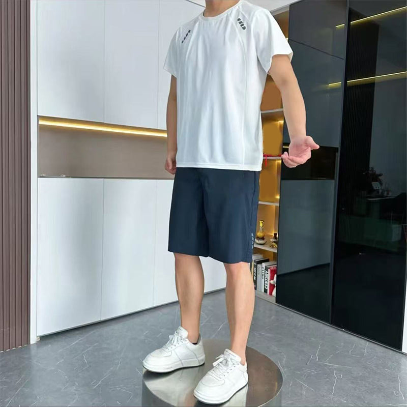 Men's Light Casual T-Shirt Shorts 2-Piece Set - Navy | SAVINTARI