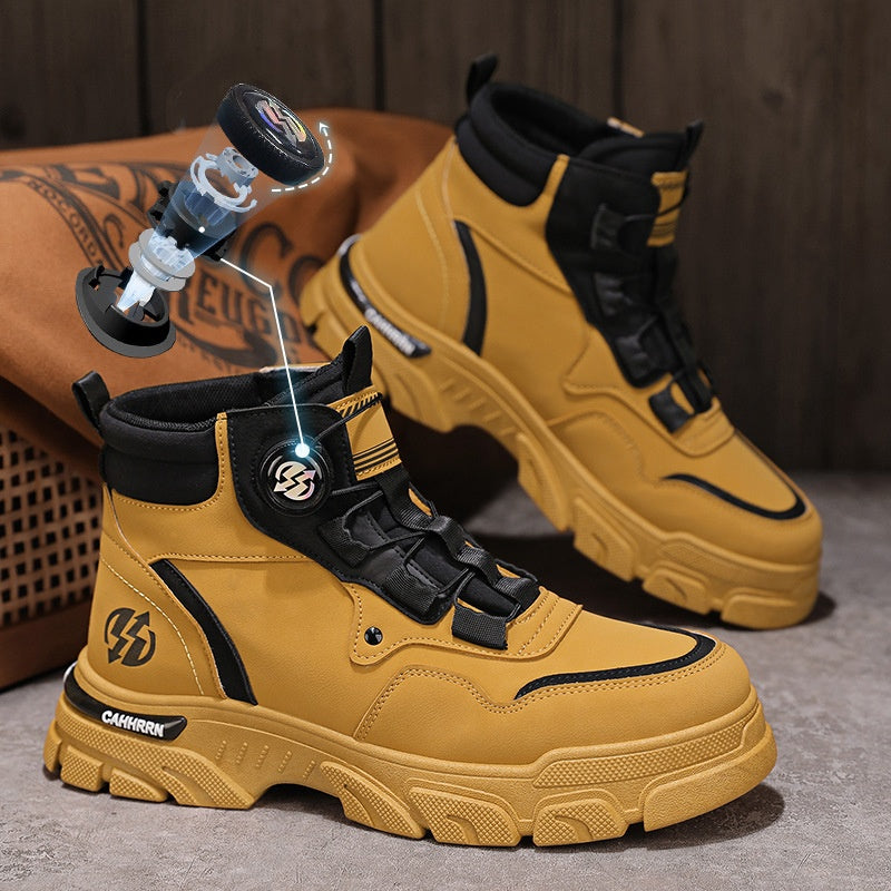 Men's PU Leather Non-Slip Work Boots - Green-Upgraded | SAVINTARI