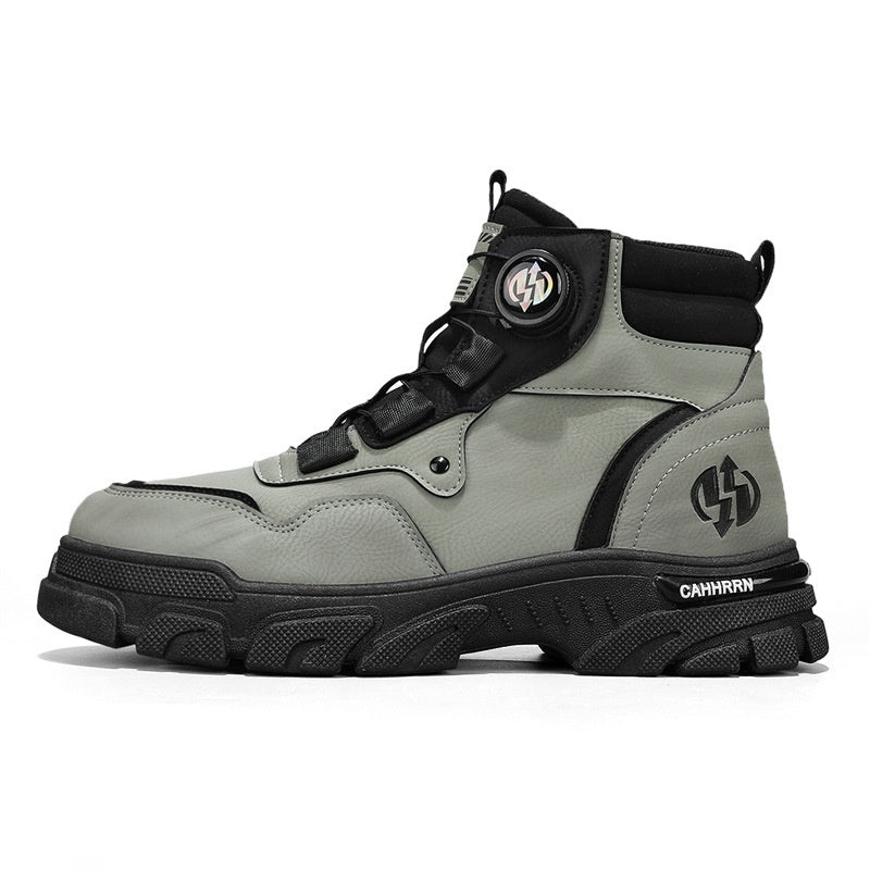 Men's PU Leather Non-Slip Work Boots - Green-Upgraded | SAVINTARI