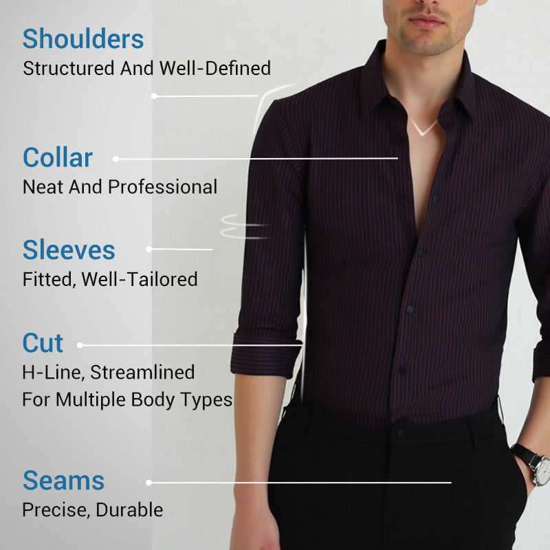 Men's Lightweight Breathable Striped Shirt - Green | SAVINTARI