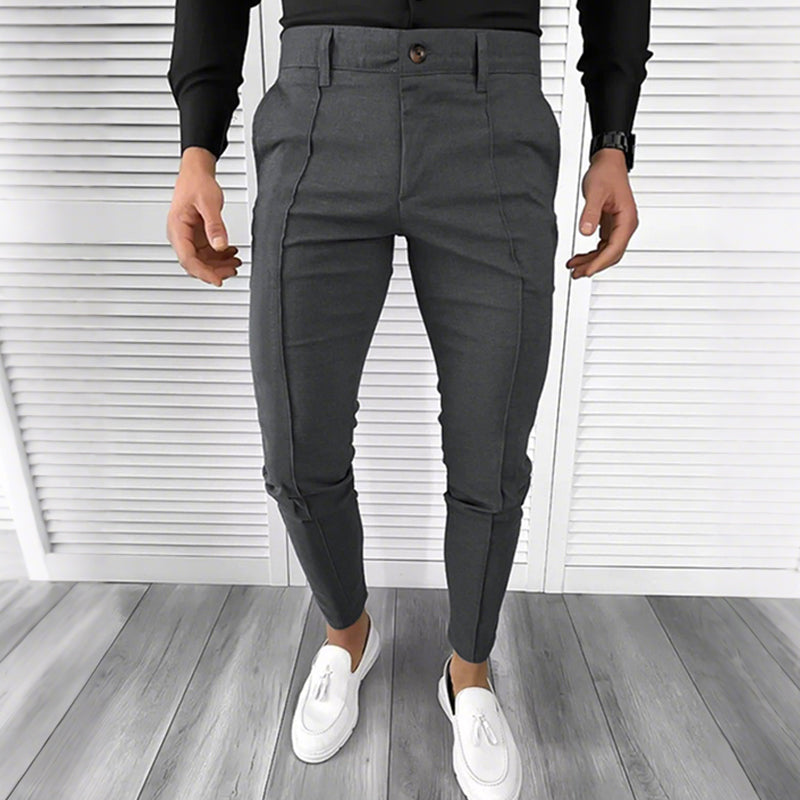 Men's Casual Solid Color Pants (50 - Gray | SAVINTARI