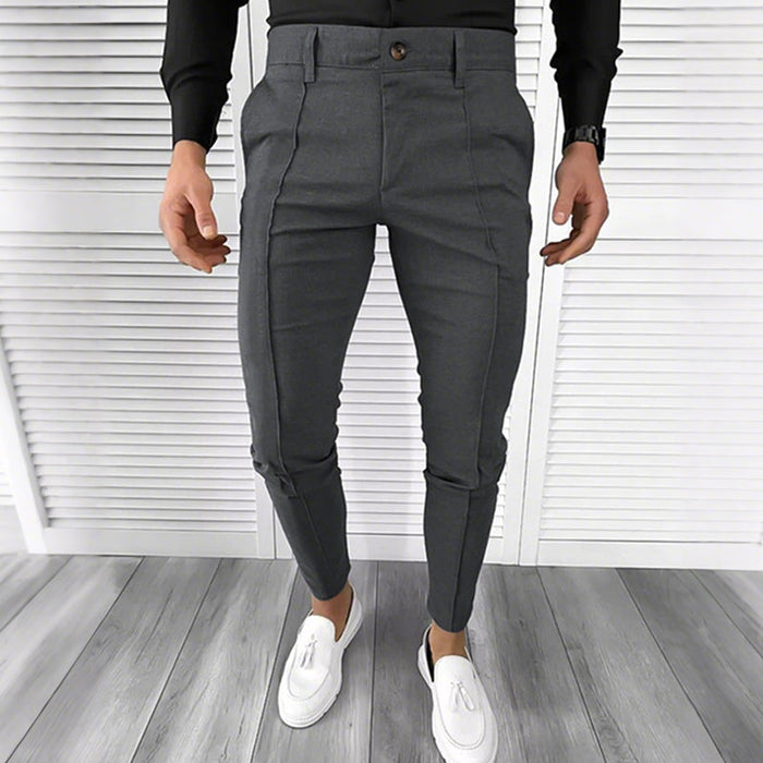 Men's Casual Solid Color Pants - Gray | Smart Casual Trousers | SAVINTARI