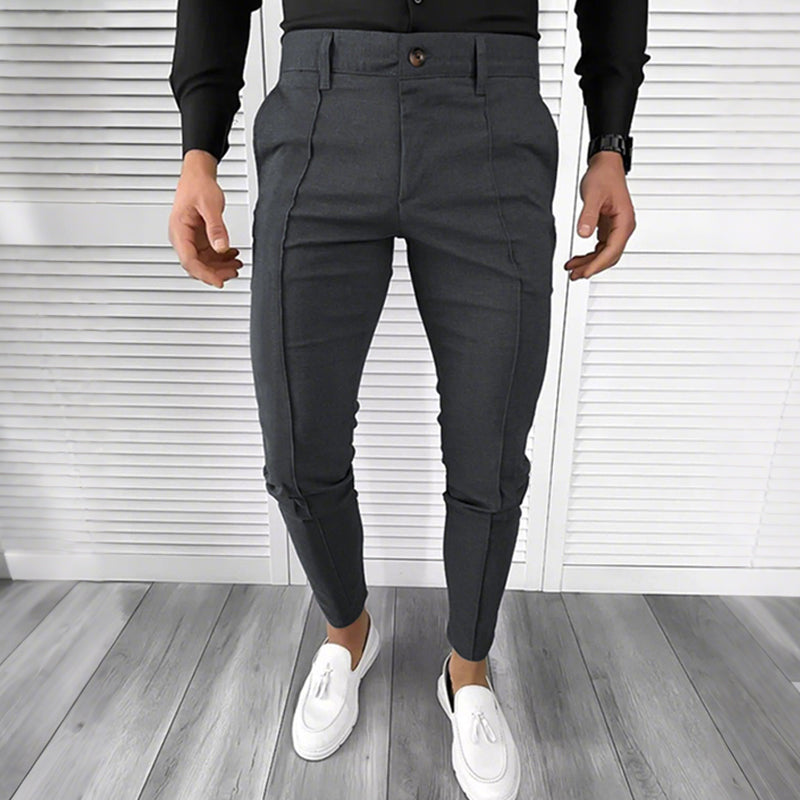 Men's Casual Solid Color Pants (50 - Gray | SAVINTARI