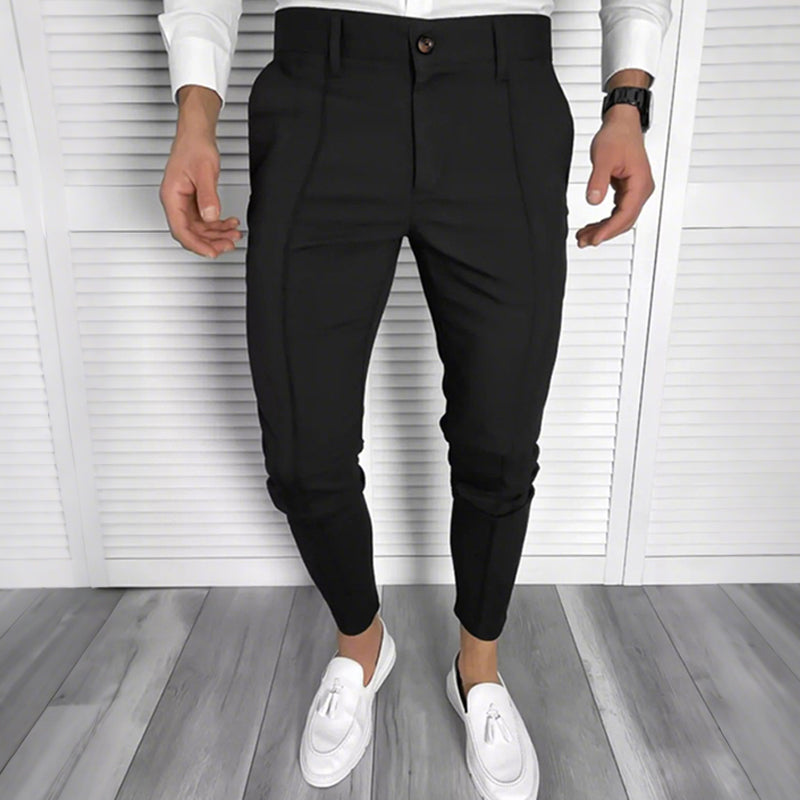 Men's Casual Solid Color Pants (50 - Gray | SAVINTARI