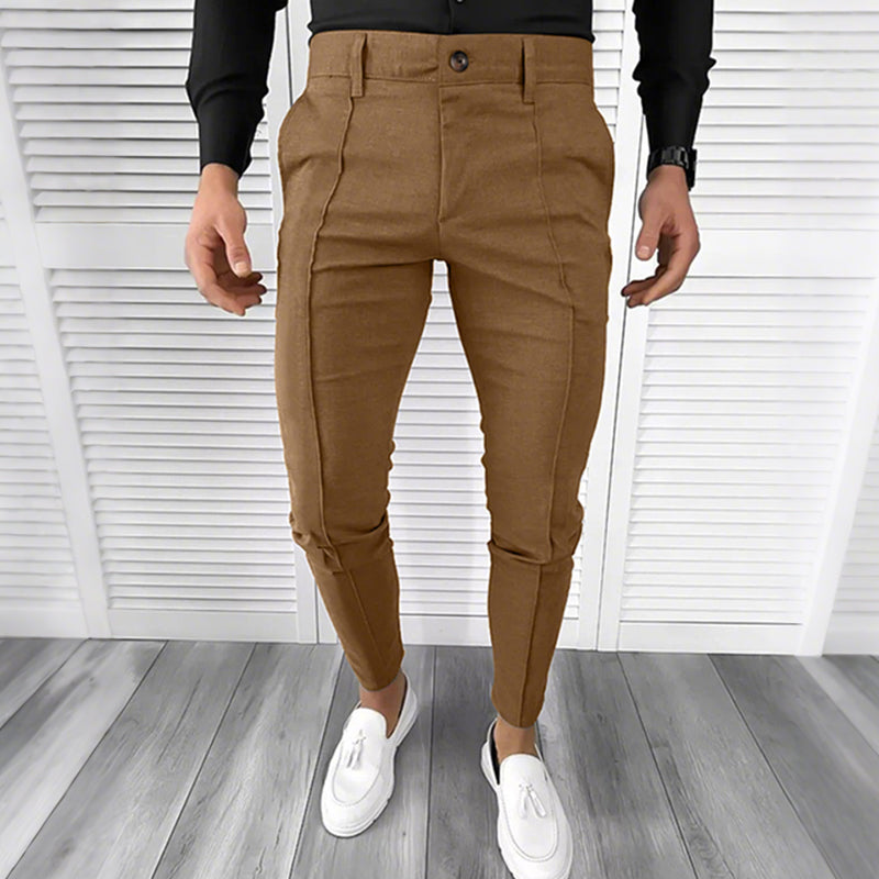 Men's Casual Solid Color Pants (50 - Gray | SAVINTARI