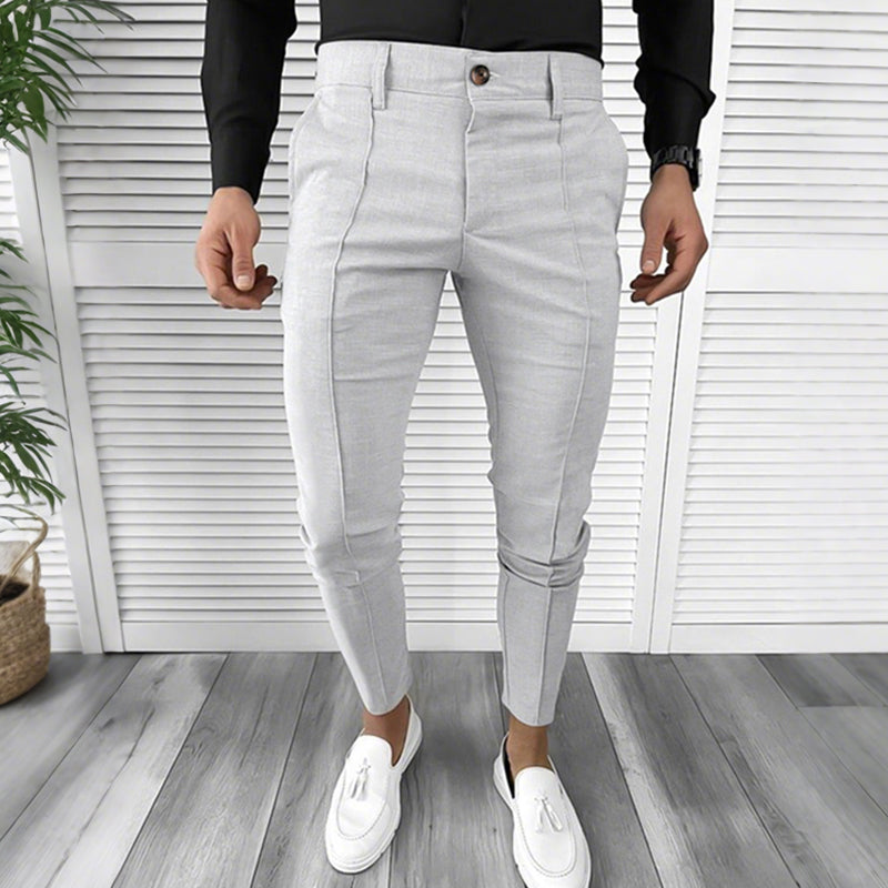Men's Casual Solid Color Pants (50 - Gray | SAVINTARI