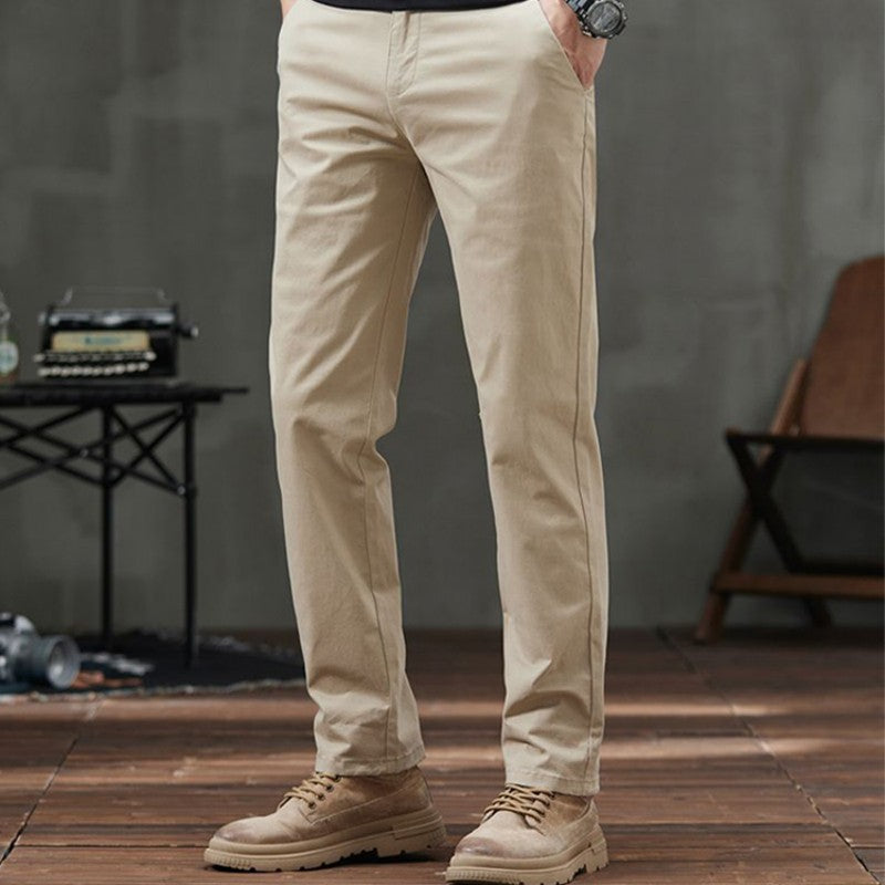 Men's Straight Fit Casual Pants with Pockets (50 - Black | SAVINTARI