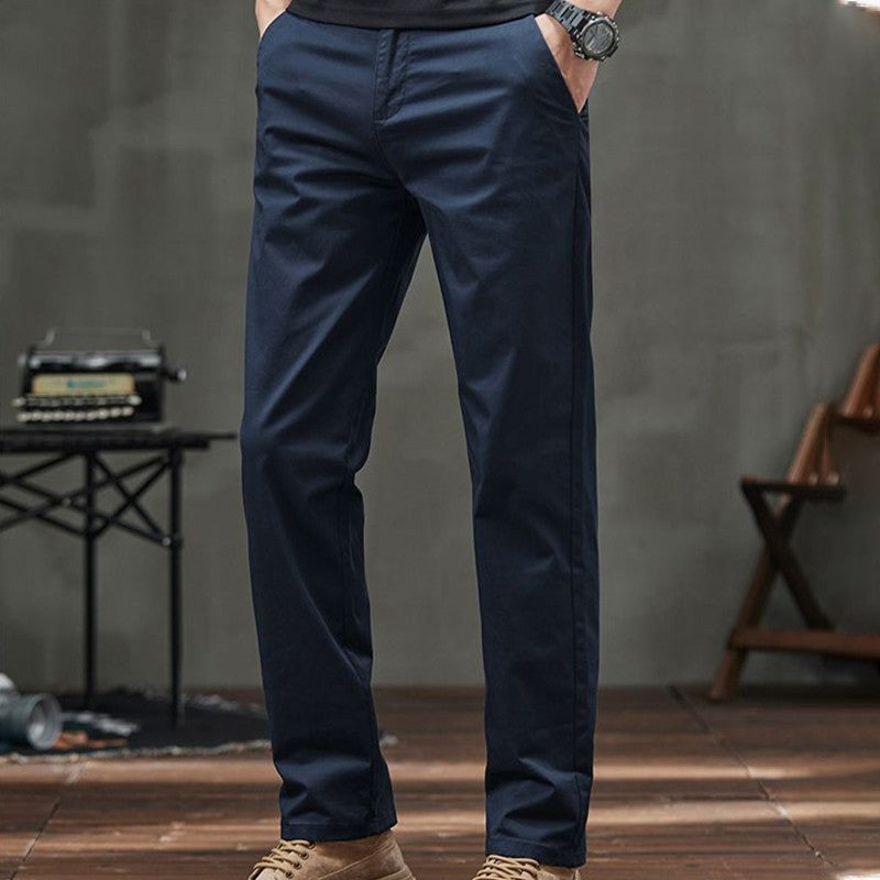 Men's Straight Fit Casual Pants with Pockets (50 - Black | SAVINTARI