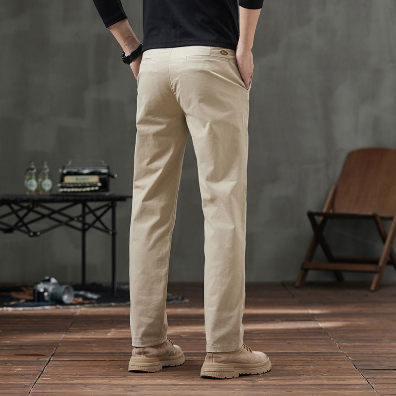 Men's Straight Fit Casual Pants with Pockets (50 - Black | SAVINTARI