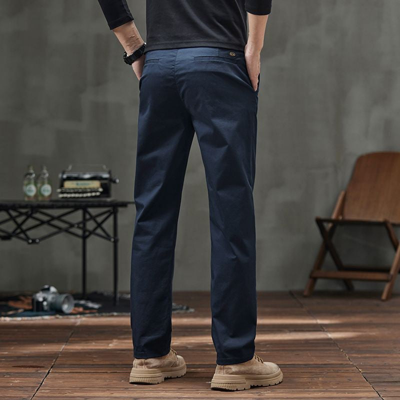 Men's Straight Fit Casual Pants with Pockets (50 - Black | SAVINTARI