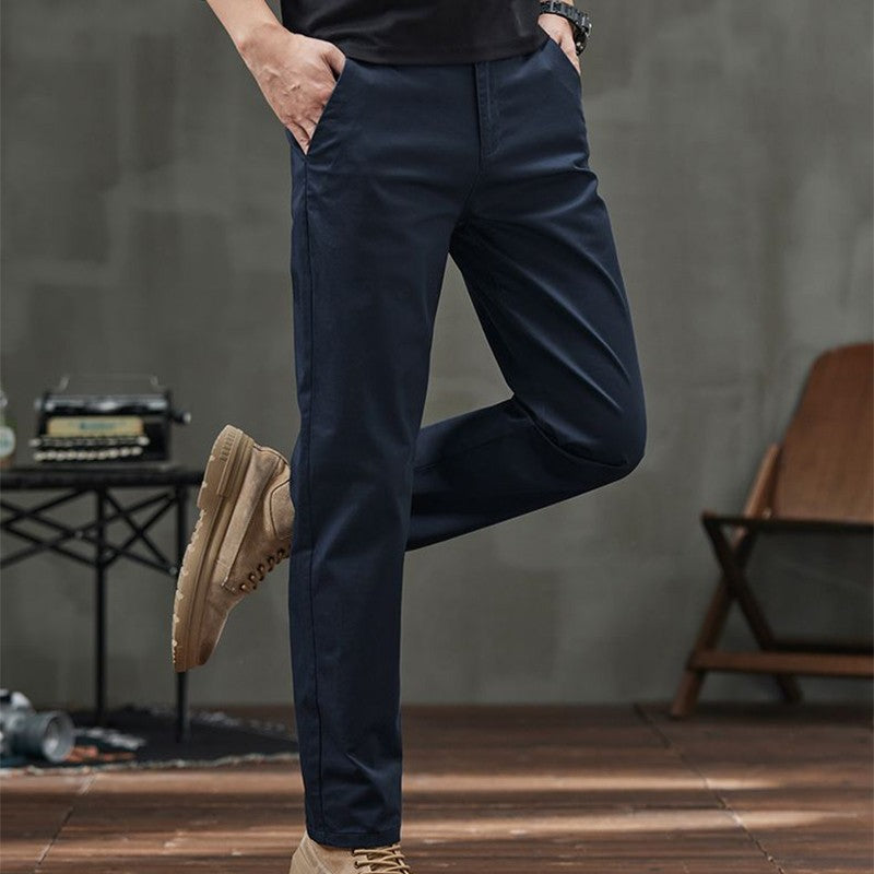 Men's Straight Fit Casual Pants with Pockets (50 - Black | SAVINTARI