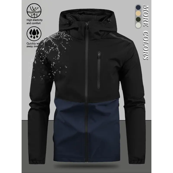 Men's Color-block Hooded Windproof Casual Jacket - Light Grey | Light Jacket Layer | SAVINTARI