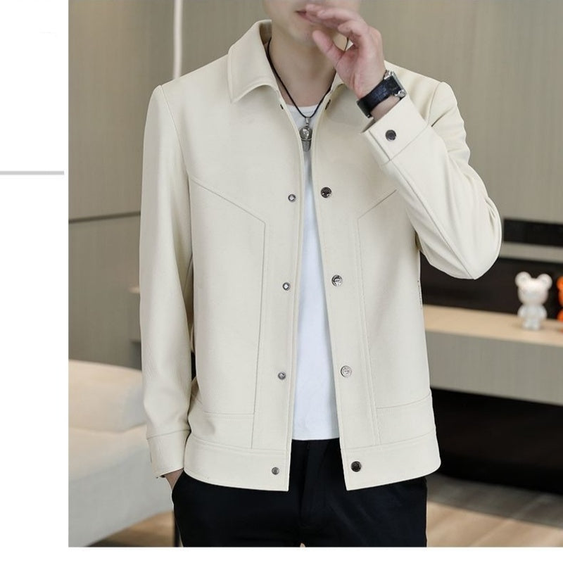 Men's Casual Button-Up Jacket（50 - Gray | SAVINTARI