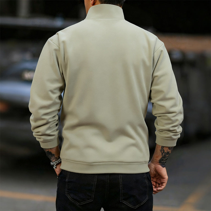 Men's Limited-time offer- Stylish Half Zip Long Sleeve Tops - Brown | SAVINTARI