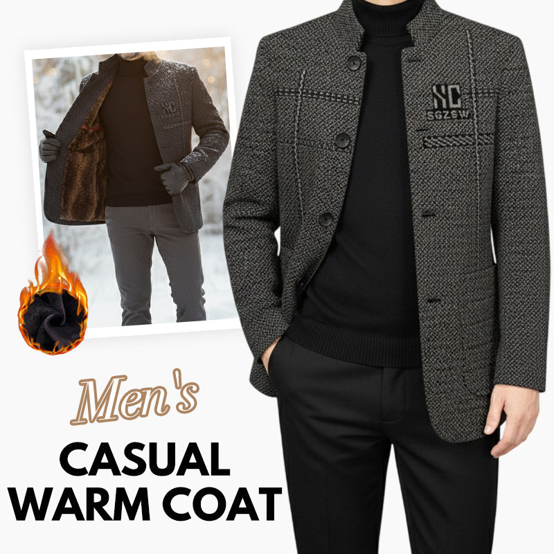 Men's Velvet Warm Suit Jacket - Khaki | SAVINTARI