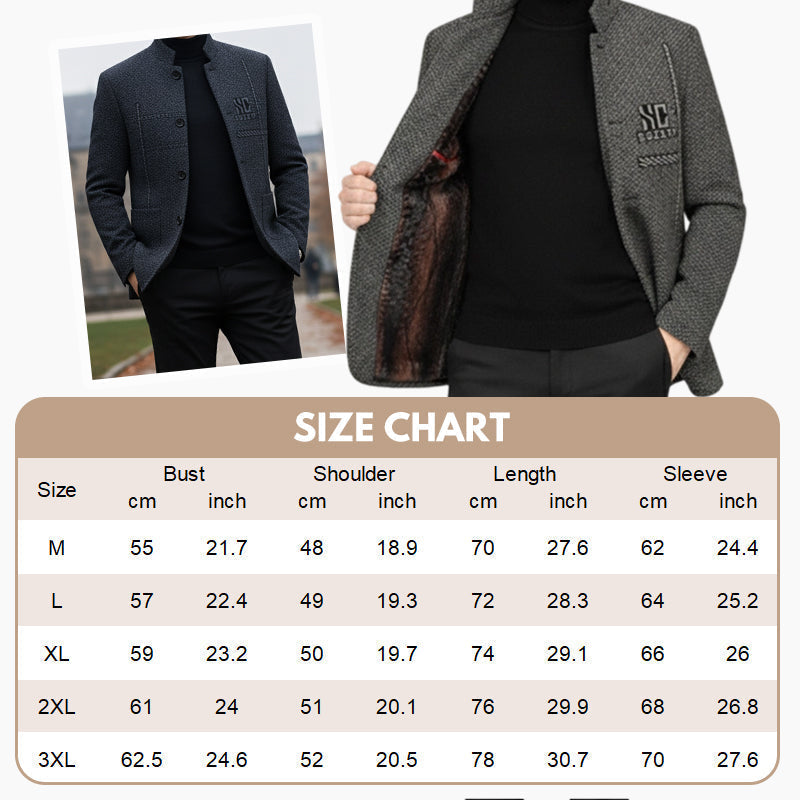 Men's Velvet Warm Suit Jacket - Khaki | SAVINTARI