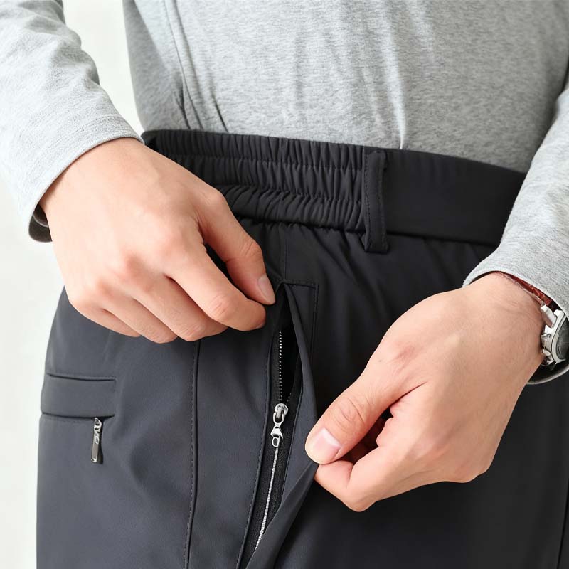 Men's Warm Pants with Zipper Pockets（50 - Black | SAVINTARI