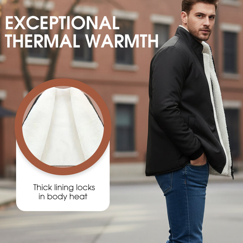 Men's Casual Windproof Thermal Jacket - Black | SAVINTARI