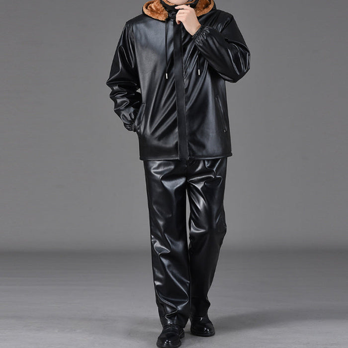 Men's Casual Fashion Warm Jacket & Pants - Navy | Casual Two-Piece Set | SAVINTARI