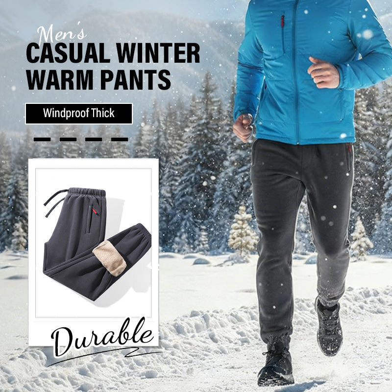 Men's Casual Winter Warm Pants - Black | SAVINTARI