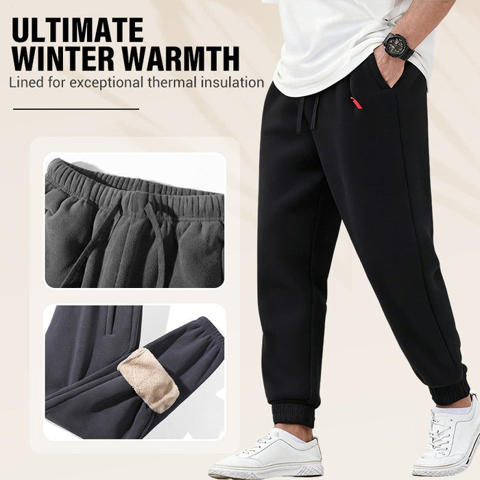 Men's Casual Winter Warm Pants - Black | Smart Casual Trousers | SAVINTARI