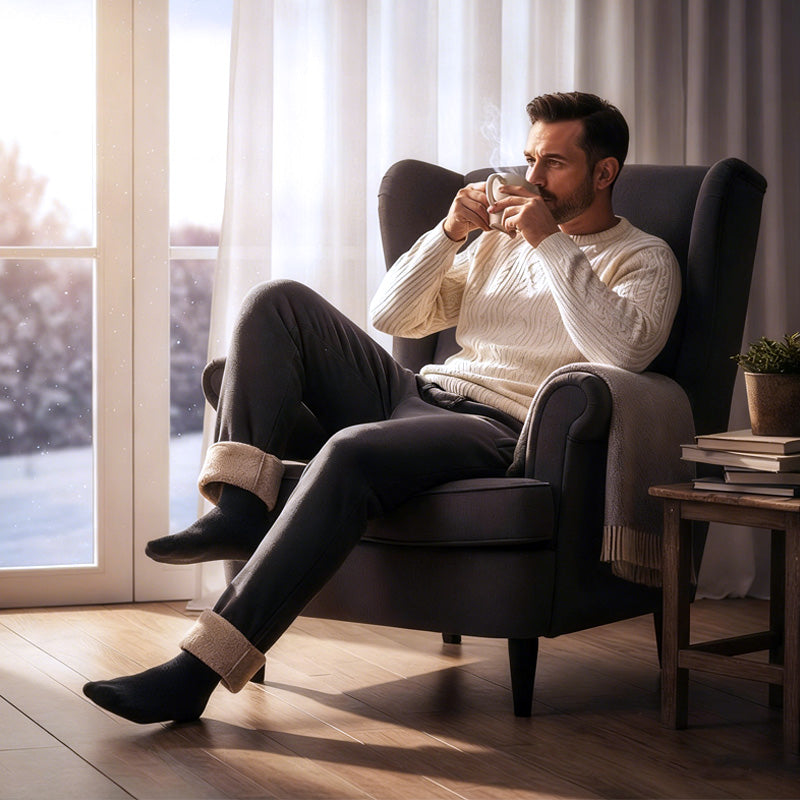 Men's Casual Winter Warm Pants - Black | SAVINTARI