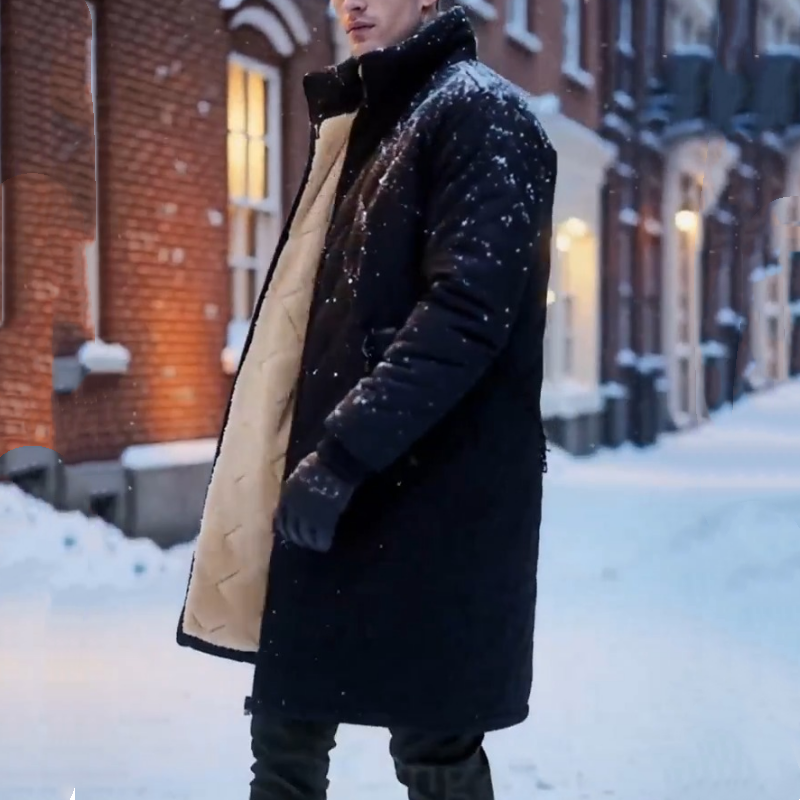 Men's Mid-Length Winter Padded Coat With Plush Lining Free Shipping - Dark Grey | SAVINTARI