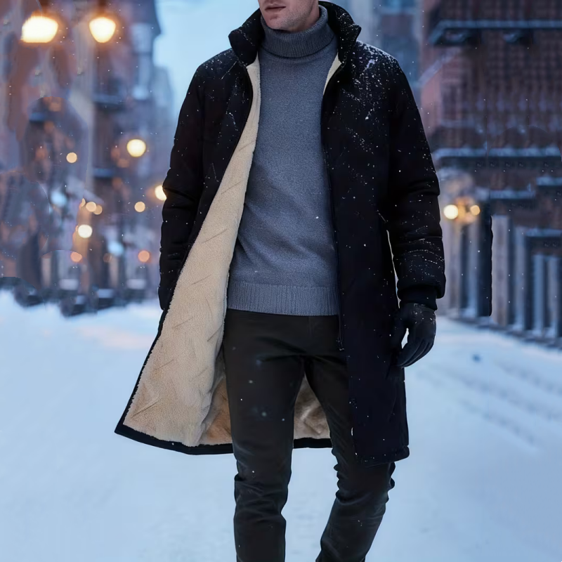 Men's Mid-Length Winter Padded Coat With Plush Lining Free Shipping - Dark Grey | SAVINTARI