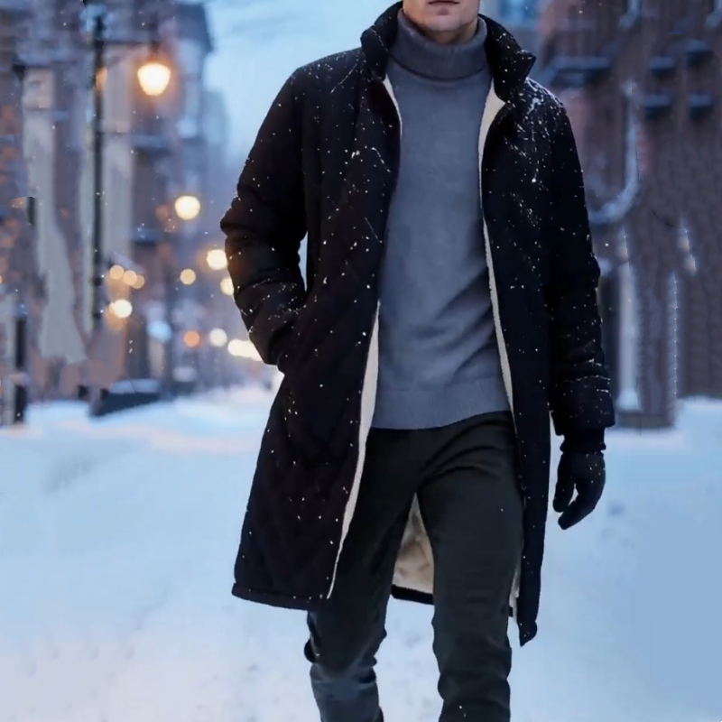 Men's Mid-Length Winter Padded Coat With Plush Lining Free Shipping - Dark Grey | SAVINTARI