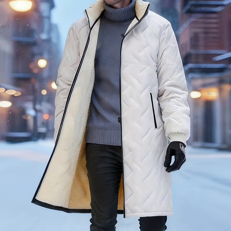 Men's Mid-Length Winter Padded Coat With Plush Lining Free Shipping - Dark Grey | SAVINTARI