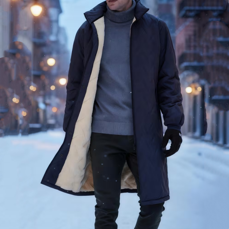 Men's Mid-Length Winter Padded Coat With Plush Lining Free Shipping - Dark Grey | SAVINTARI