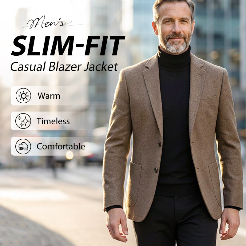 Men's Slim-Fit Casual Blazer Jacket - Gray | SAVINTARI