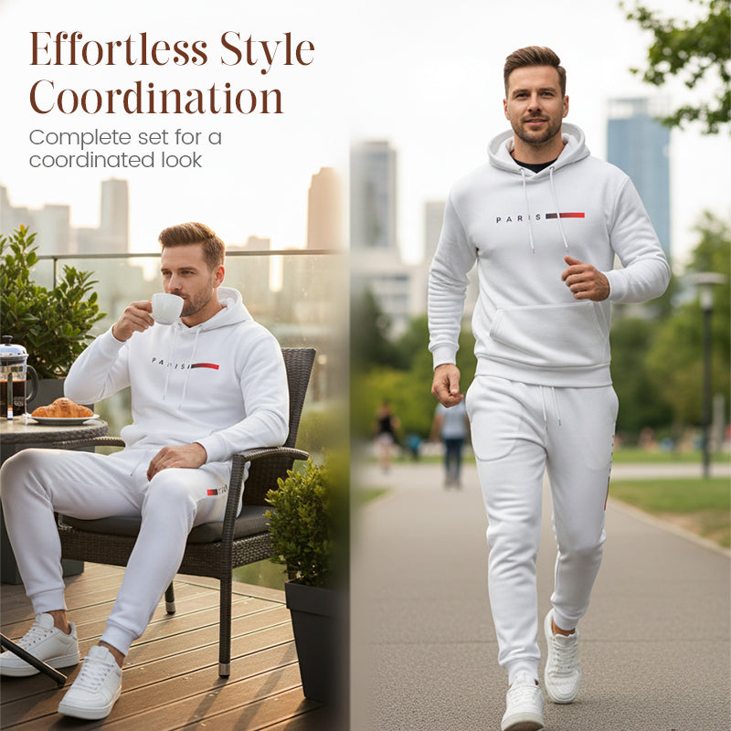 Men's ⏳Time-Limited Special⏰ Hooded Tracksuit Set - White | SAVINTARI
