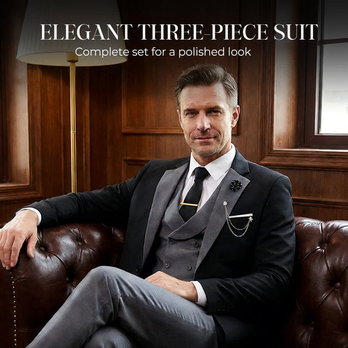 Men's Modern Contrast Color Wedding Suit - Apricot | Tailored Formal Set | SAVINTARI