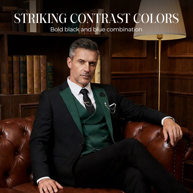 Men's Modern Contrast Color Wedding Suit - Apricot | SAVINTARI