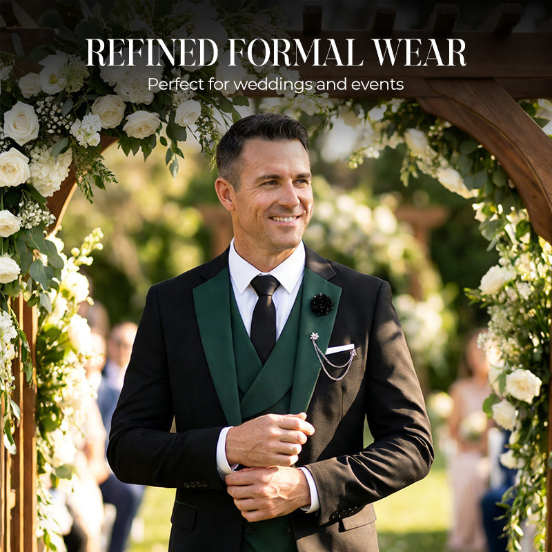 Men's Modern Contrast Color Wedding Suit - Apricot | SAVINTARI