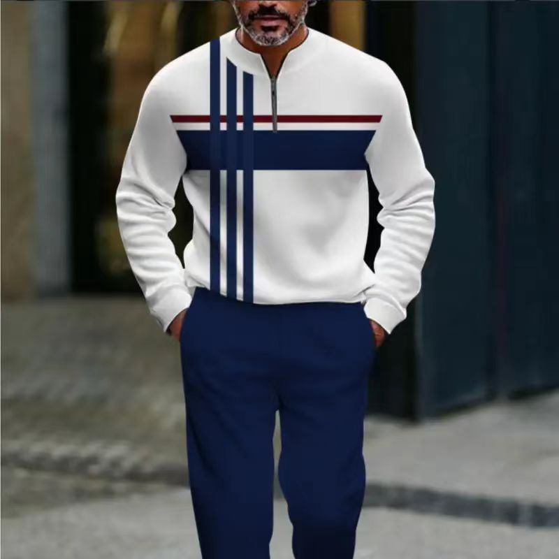 Men's Graphic Print Pullover & Pants Set - Black | SAVINTARI