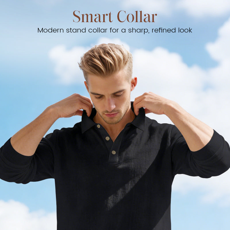 Men's Linen Blend 2-Piece Casual Set - Gray | SAVINTARI